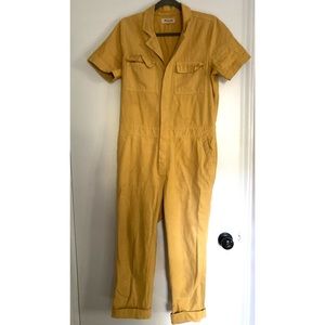 Madewell Yellow Short Sleeve Coveralls Jumpsuit Overalls Cargo Mustard Sz M